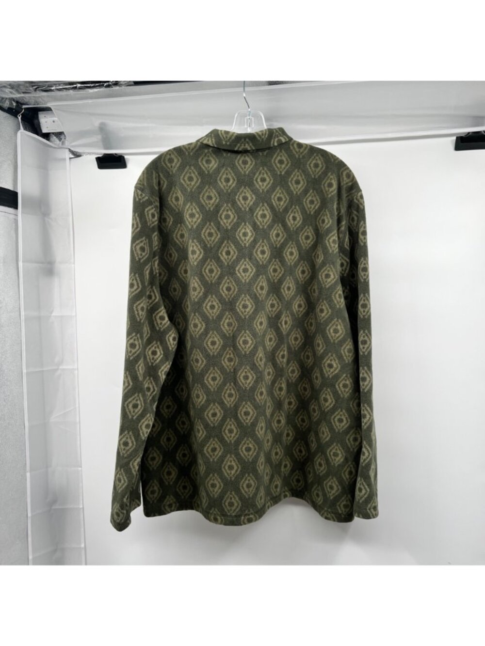 Eddie Bauer Mens Fleece Quarter Zip Pullover Green Print Size XXL - Picture 7 of 9